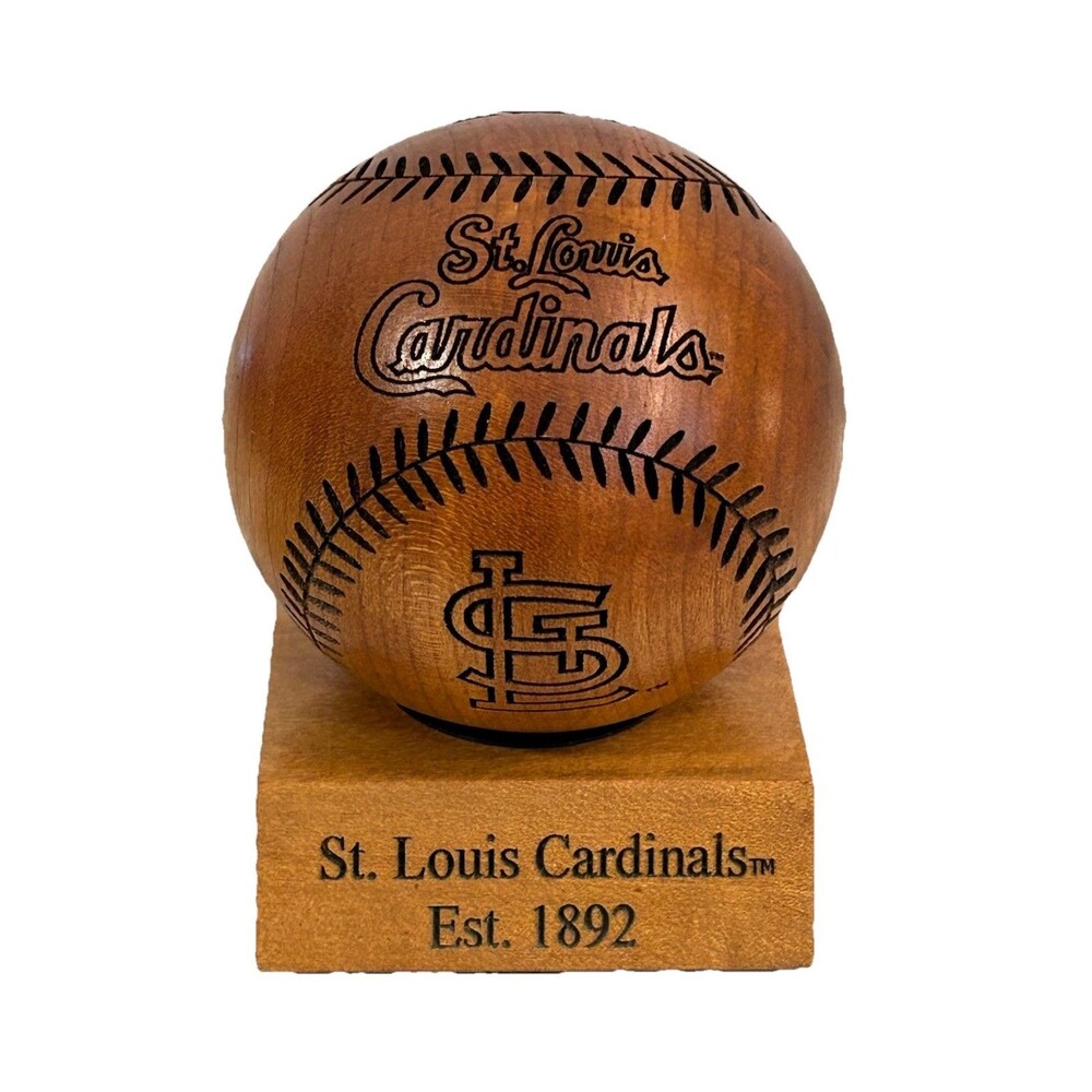 St. Louis Cardinals Solid Wood Baseball 2001 Cooperstown Commemorative w/Stand